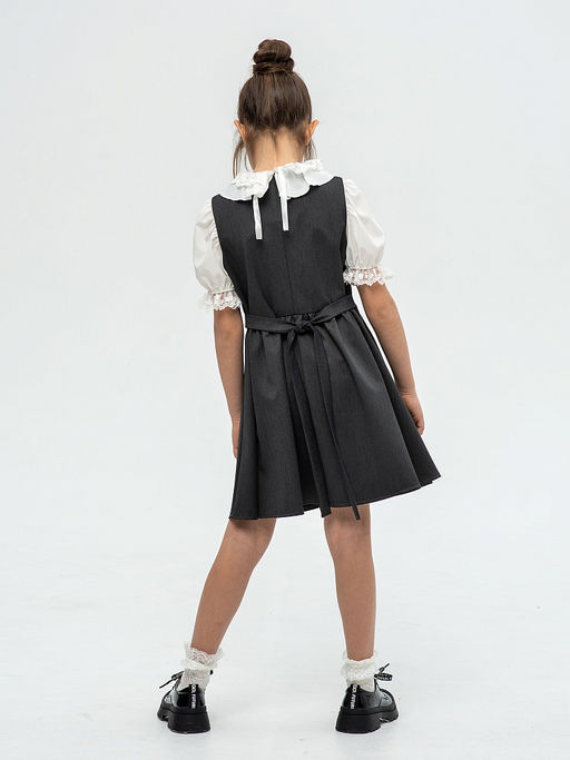 Серый школьный сарафан для девочки Mooriposh, модель 0245  фото 4