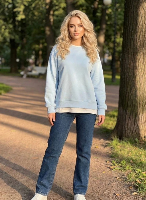 K13324 Свитшот (плотный хлопок) ГОЛУБОЙ