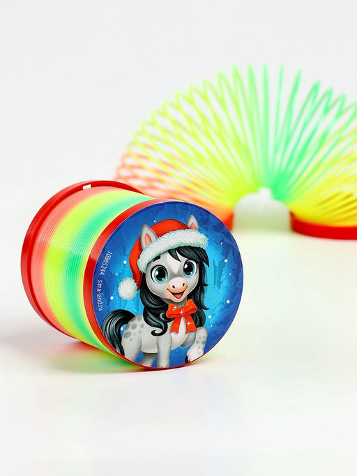 Пружинка радуга Новогодняя лошадь, d=5 см, МИКС - Funny toys фото 18