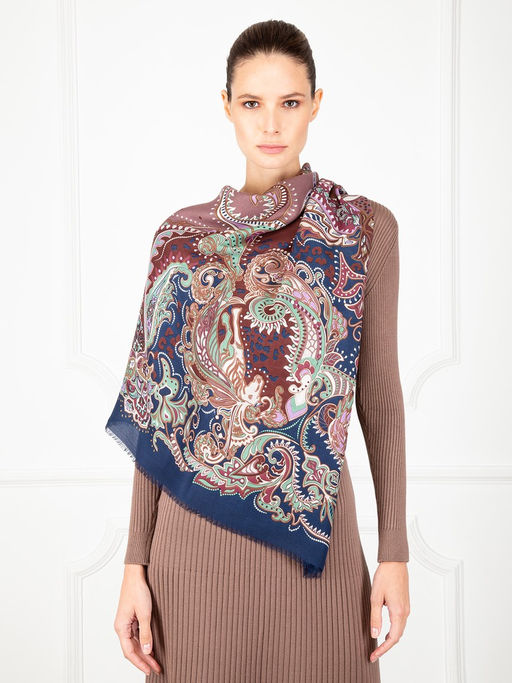 Платок жен. шелк+шерсть+мод 120х120 E16-7274-16 - Eleganzza фото 4