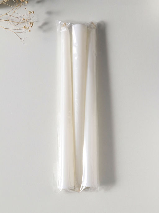 Свеча античная 25 см (набор 3 шт) 58 гр, 7 ч, цв. белый