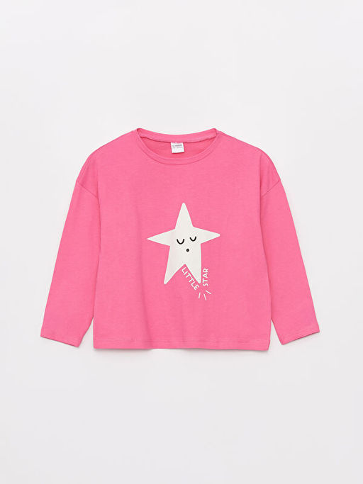 Bisiklet Yaka Bask?l? Uzun Kollu K?z ?ocuk Pijama Tak?m? - Waikiki фото 2