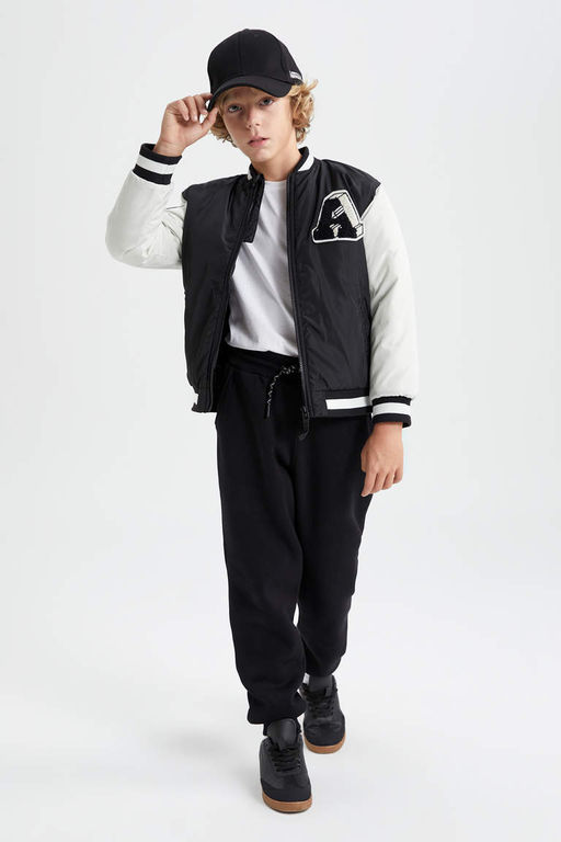 Водоотталкивающий бомбер для мальчиков с воротником-стойкой - Defacto фото 5