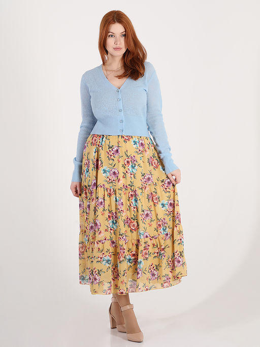 Желтая шифоновая юбка больших размеров