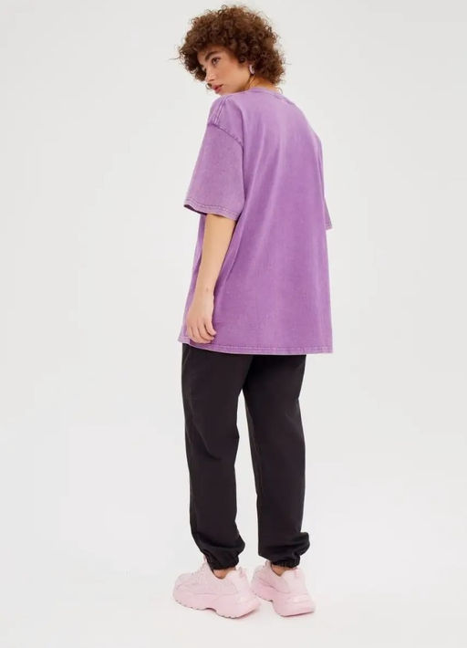 K12360 Футболка OVER SIZE (плотный хлопок) ЛАВАНДА