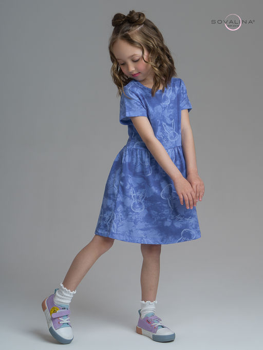 Платье Лето зайцы варенка синий - Sovalina фото 2
