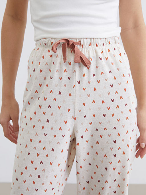 Beli Lastikli Bask?l? Kad?n Pijama Alt?