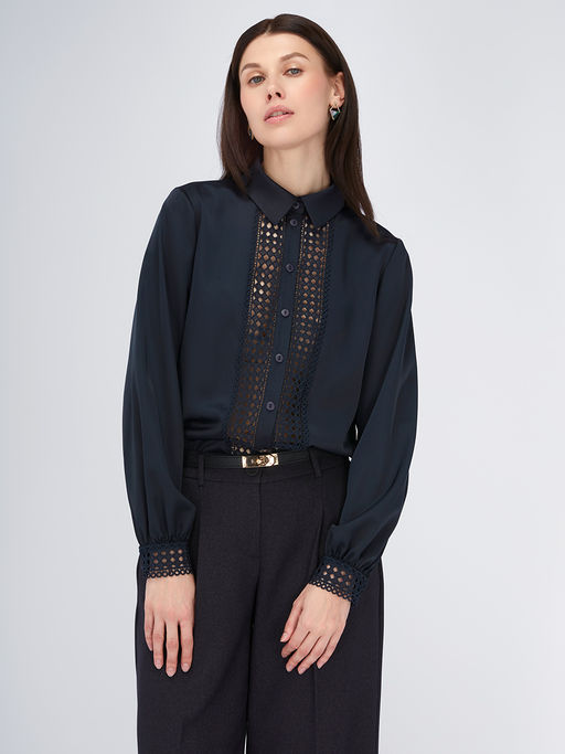 Блузка с кружевом OD-808-4 темно-синий - Tantino фото 6