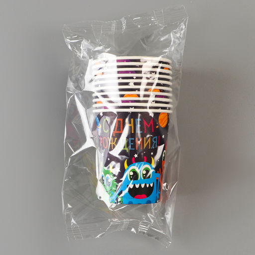 Цена за 10 шт. Стакан бумажный Монстрики, 250 мл - Страна карнавалия фото 5