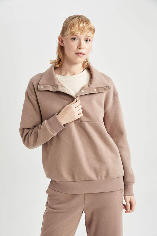 DeFactoFit Толстовка Oversize с воротником-стойкой Polar Sportsman фото 4