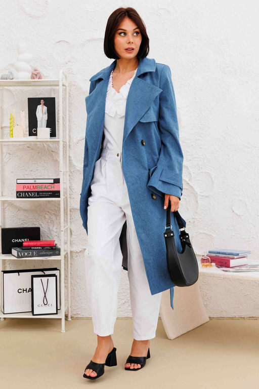 Плащ AURA 7037-176 темно-голубой деним