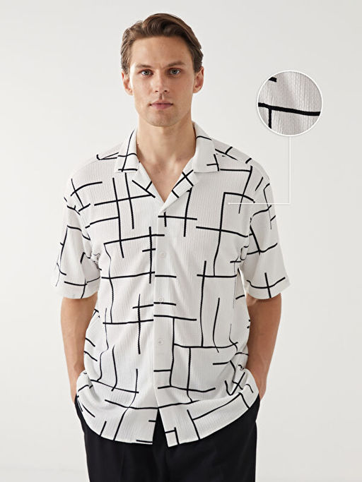 Regular Fit K?sa Kollu Desenli Erkek G?mlek