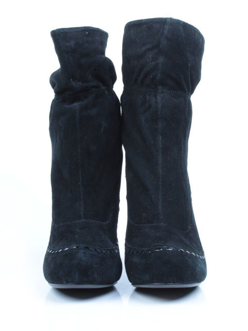 02-002-501/1/21 BLACK Полусапоги женские (натуральная замша,байка) - Фабричный китай фото 9