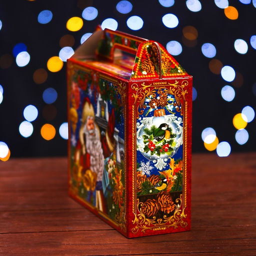 Цена за 10 шт. Подарочная новогодняя коробка «Праздничный коллаж» 17.3×6.5×15 см