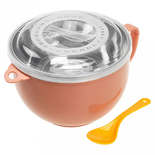 Ланч-бокс из нержавеющей стали 1л, д14,5см h10см, пластмассовый корпус с 1 ручкой, пластмассовая крышка и ложка, цвета микс, цветная коробка (Китай) - Домашняя мода фото 4