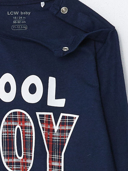 Bisiklet Yaka Uzun Kollu Bask?l? Erkek Bebek Ti??rt - Waikiki фото 2