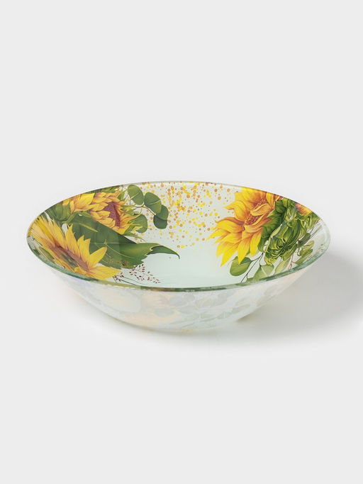 Тарелка глубокая Доляна «Подсолнухи», 650 мл, d=18 см, стекло, рисунок
