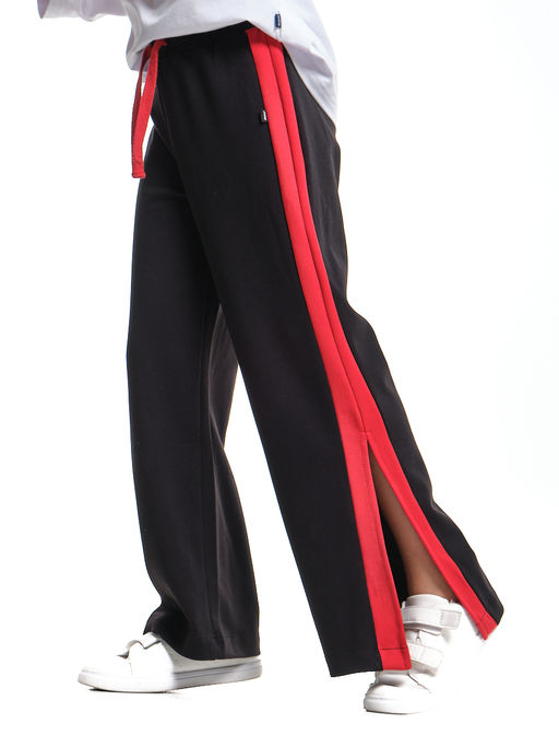 Брюки палаццо для девочки подросткам модные спорт шик 22-7169 черный/красный - Mini maxi фото 11