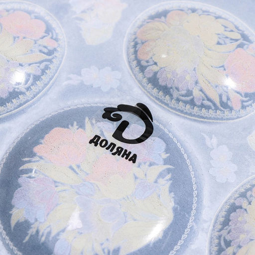 Подставка стеклянная для яиц Доляна Жостовская роспись, 5 ячеек, 2020 см, цвет чёрный  фото 4