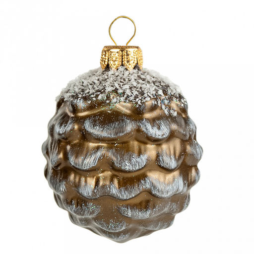 Елочная игрушка фигурка стеклянная "Шишка кедровая-7" д6,2см, h8см, ручная художественная роспись, подарочная упаковка (Россия)