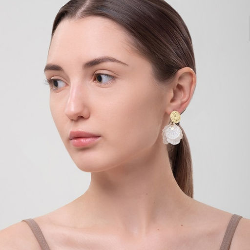 Серьги ассорти «Ветер», бабочка, малые, белые в золоте