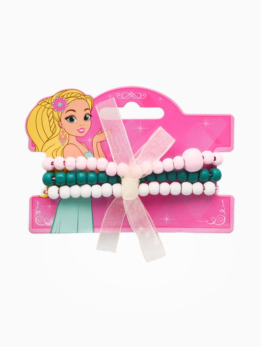 Цена за 2 шт. Набор детских браслетов 3 шт. «Выбражулька. Бабочка» с бантом, d=6 см, розово-зеленый