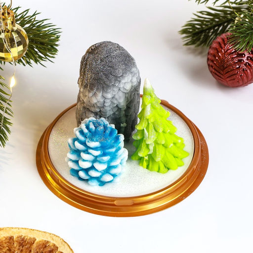 Фигурное мыло - набор Сова, елка, шишка 120 г - Мыльные штучки фото 3