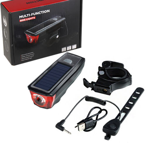 Фонарь передний COMIRON SUNPOWER корпус: ABS, IPX4; свет: T6, 350lm аккум: 2000 mAh USB сигнал 120Дб POWER BANK полная зарядка от солнца /уп 9/80/ - ГалеонТрейд фото 9