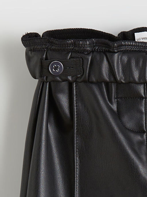 Beli Lastikli Deri G?r?n?ml? K?z ?ocuk Pantolon