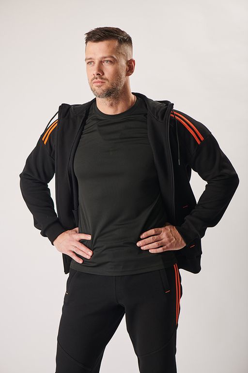 Спортивный костюм М-3118: Пике с начёсом Чёрный / Оранжевый - Relay фото 4