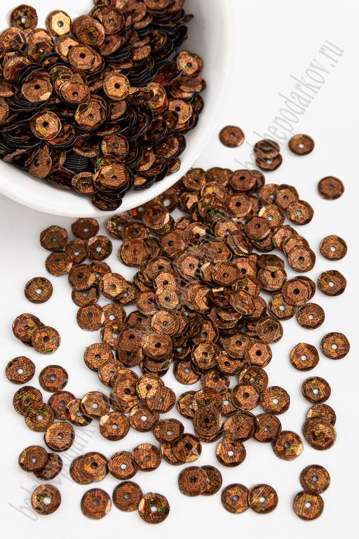 Пайетки круглые 6,5 мм*500 гр. (SF-1146) коричневый №50107