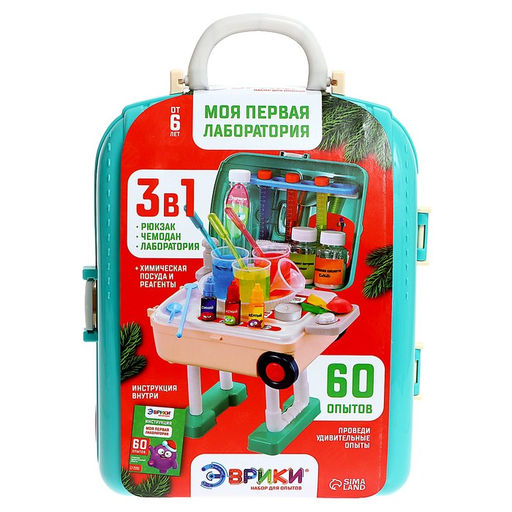 Набор для опытов Моя первая лаборатория. Новый год, стол 3 в 1, 60 опытов - Эврики фото 60