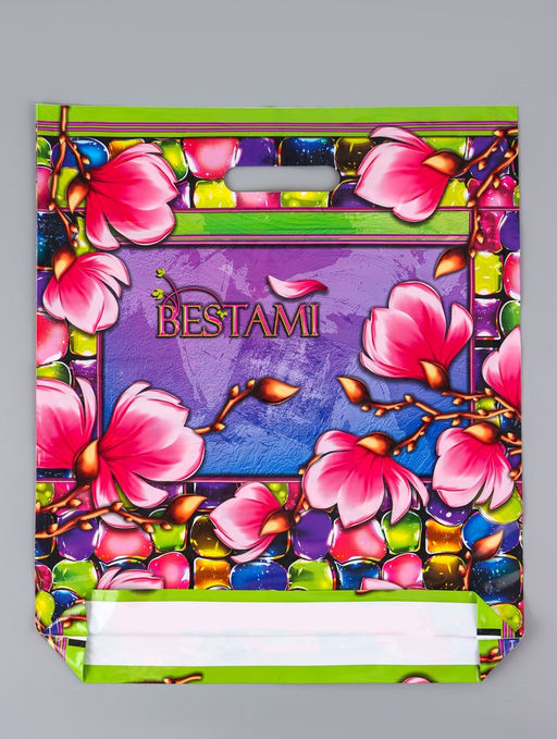 Цена за 25 шт. Пакет Сакура, полиэтиленовый с вырубной ручкой 38?45 см, 60 мкм