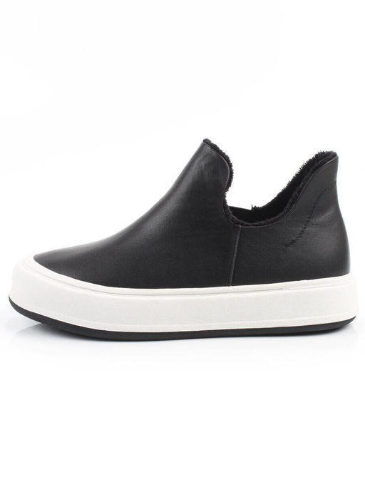 01-XKL24-068R BLACK Ботинки демисезонные женские (натуральная кожа, байка)