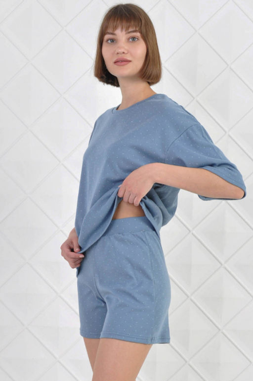 Арт. 9114 Пижама с шортами 42-50 (5 шт) Цвет:верх- грязно-голубой, низ- грязно-голубой - Калинка фото 17