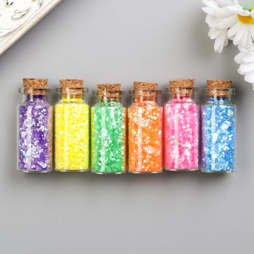 Глиттер в баночке «Ромбики неон», 6 г набор 6 шт., 17.5×8 см