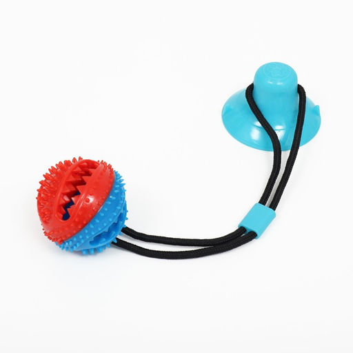 Игрушка для собак Шар для лакомств на присоске, 40 х 8 см, голубая - Пижон фото 4