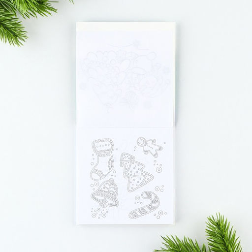 Подарочный набор новогодний, блокнот-раскраска и восковые мелки «С новым годом»