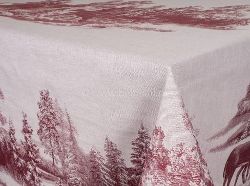 07с-21 ЯК Скатерть 150*170 "Зима в лесу" цв. бордо