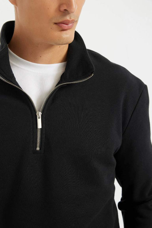 Толстая толстая толстовка на молнии и воротнике-стойке Comfort Fit - Defacto фото 5