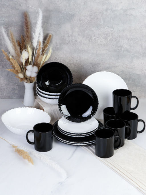 Столовый набор 25 предметов Классика Черно-белый с кружками / NH19GT-957579 (BLACK&WHITE)/B-MK360 /уп 2/ - ГалеонТрейд фото 2