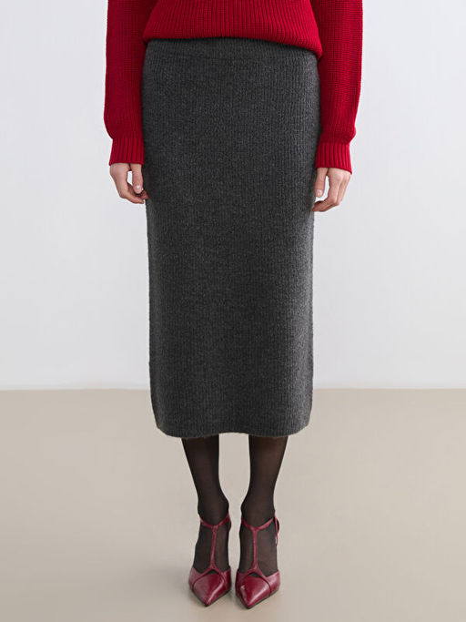 Beli Lastikli Fitilli Triko Etek