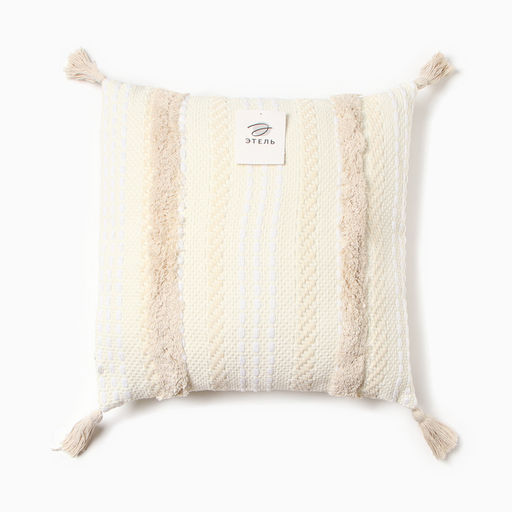 Наволочка декоративная Этель бохо Line 45х45 см, цвет бежевый, хлопок  фото 4