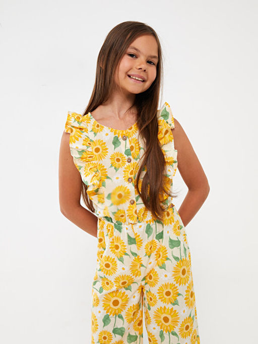 Bisiklet Yaka Desenli K?z ?ocuk Tulum - Waikiki фото 3