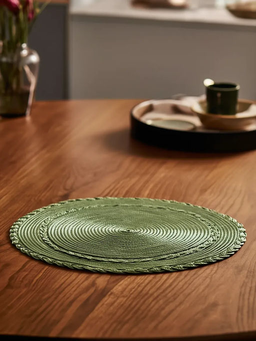 Салфетка под приборы, 38 см, полипропилен, круглая, зеленая, Косы, Matera - Anna lafarg фото 8