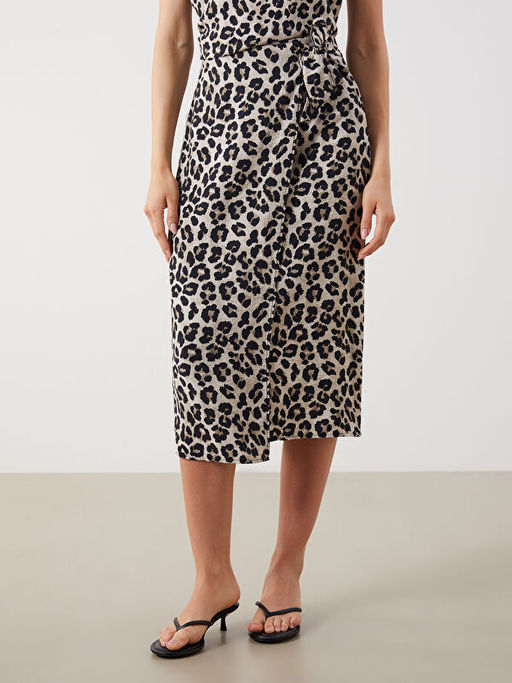 Beli Lastikli Leopar Desenli Kad?n Etek