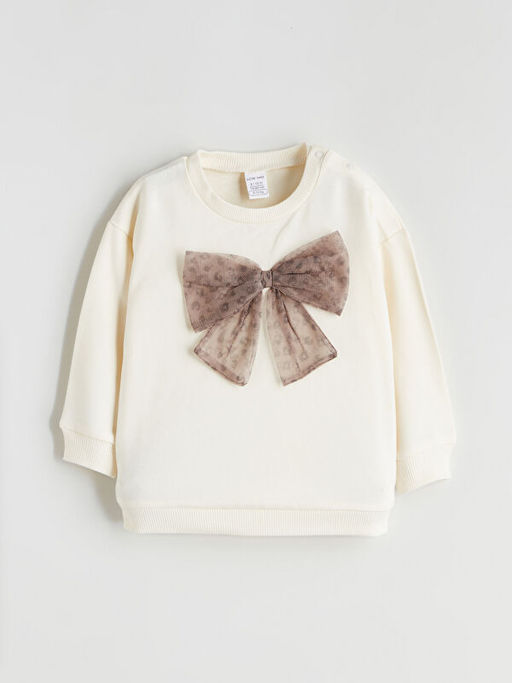 Bisiklet Yaka Kurdele Detayl? K?z Bebek Sweatshirt ve Tayt 2li