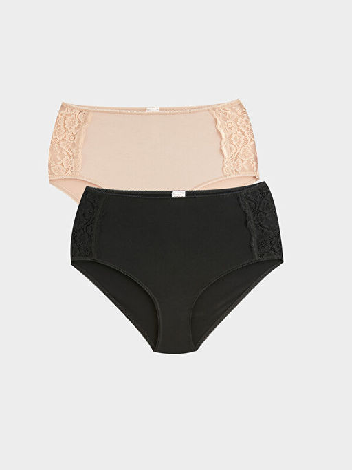 Y?ksek Bel Dantel Detayl? Klasik K?lot 2li Paket