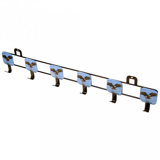 Вешалка-планка металлическая, окрашенная, 6 крючков, 51х9см, коричневый, вставка - декор микс (Китай)