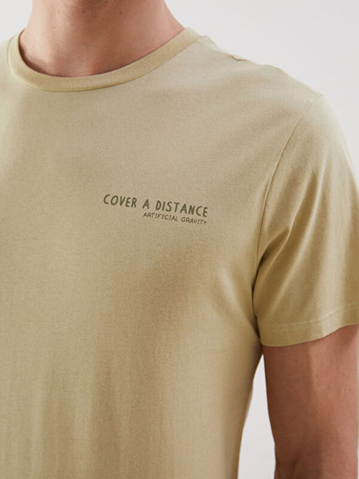 Bisiklet Yaka Bask?l? Penye Erkek Ti??rt